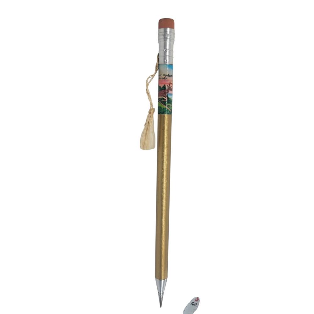 Vtg Giant Jumbo Glenwood Springs CO Wooden Souvenir Mechanical Pencil 11.5" M2